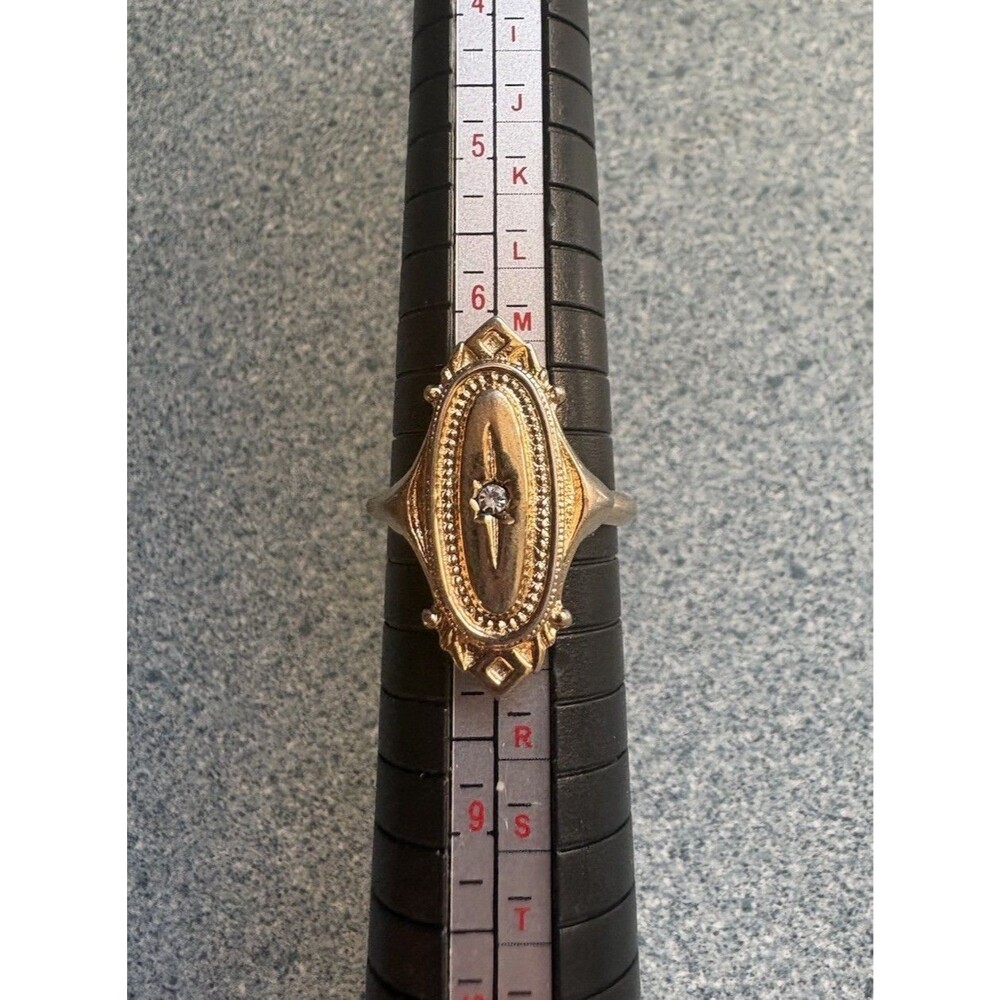 Vintage AVON "Kensington" Gold-Tone Adj. Ring w/Clear Rhinestone Size:5-7